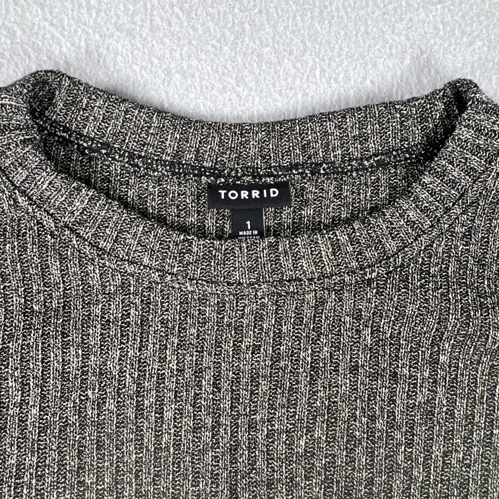 Torrid Womens Heather Black Ribbed V Neck Sweater (Size 1) RN# 148862 Thin Heavy